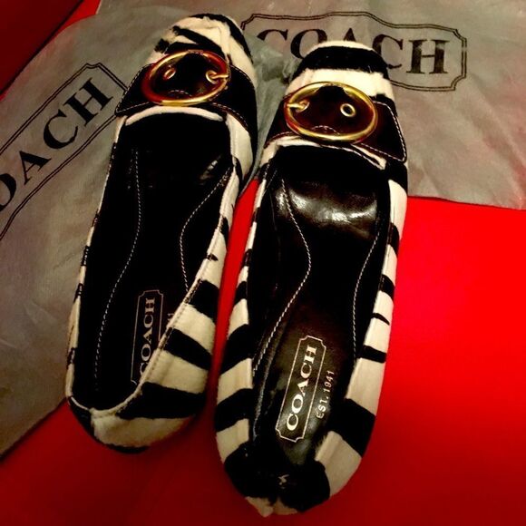 Coach Horse Hair Black & White Shoes - Picture 1 of 5